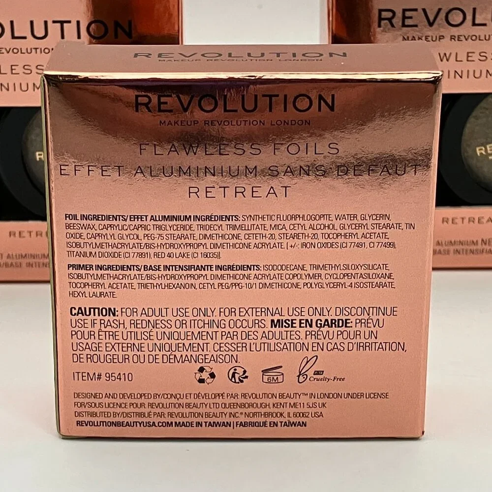 Revolution Flawless Foils Eye Shadow Primer Retreat Metallic Rose Gold Pack Of 3